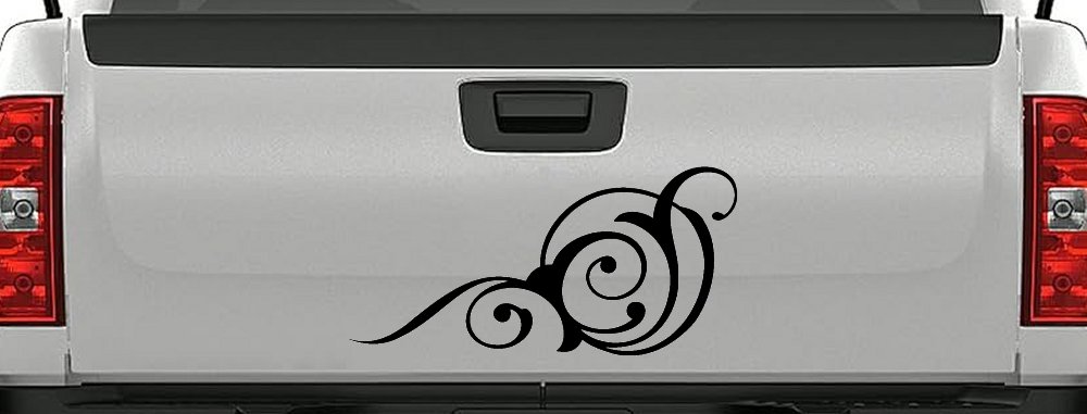Swirl 3 Point Swirls Car or Truck Window Decal Sticker (Black)