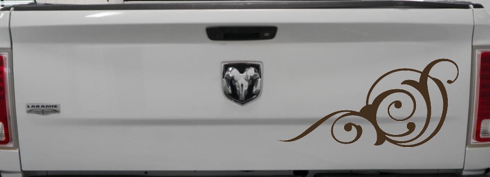 Swirl 3 Point Swirls Car or Truck Window Decal Sticker (Brown)