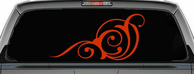 Swirl 3 Point Swirls Car or Truck Window Decal Sticker (Orange Red)