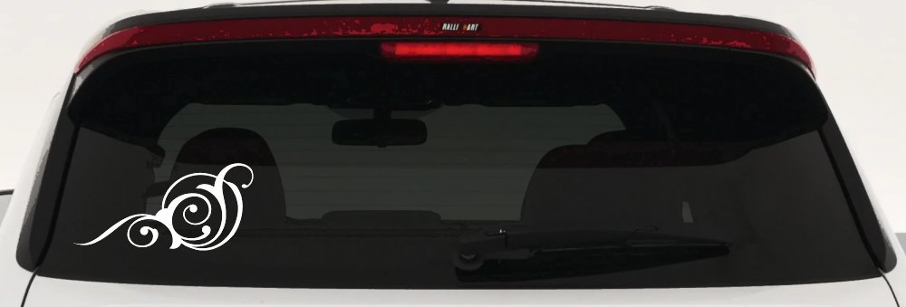 Swirl 3 Point Swirls Car or Truck Window Decal Sticker (White)