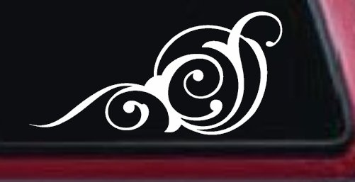 Swirl 3 Point Swirls Car or Truck Window Decal Sticker (White)