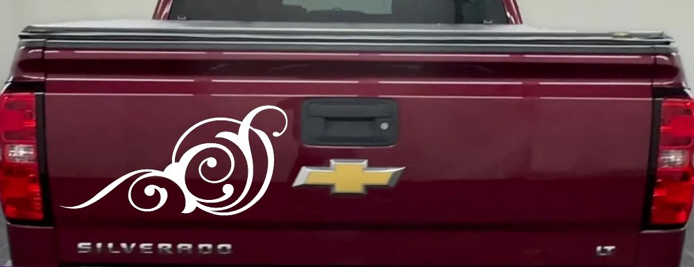 Swirl 3 Point Swirls Car or Truck Window Decal Sticker (White)