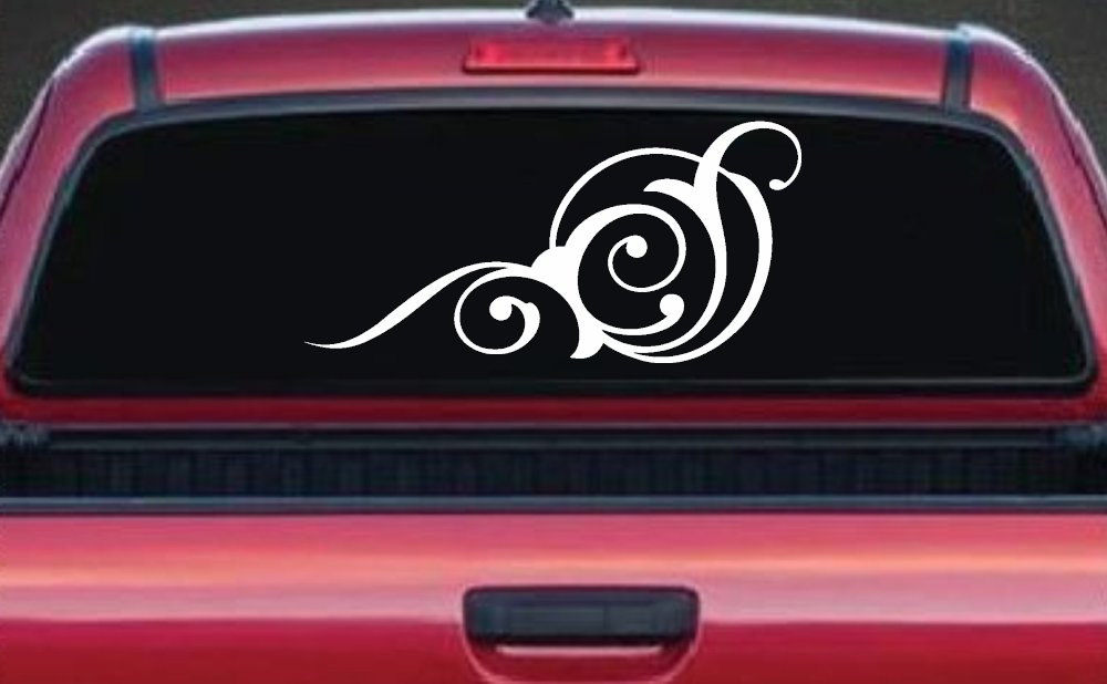 Swirl 3 Point Swirls Car or Truck Window Decal Sticker (White)