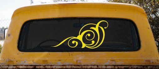 Swirl 3 Point Swirls Car or Truck Window Decal Sticker (Yellow)