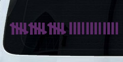 Keeping Count Tick Marks Funny Car or Truck Window Decal Sticker (Violet)
