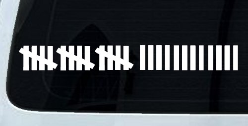 Keeping Count Tick Marks Funny Car or Truck Window Vinyl Decal Sticker (White)