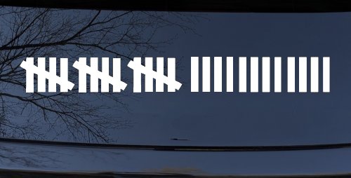 Keeping Count Tick Marks Funny Car or Truck Window Vinyl Decal Sticker (White)