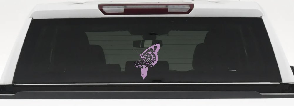 Butterfly On Small Flower Butterflies Car or Truck Window Vinyl Decal Sticker (Lilac)