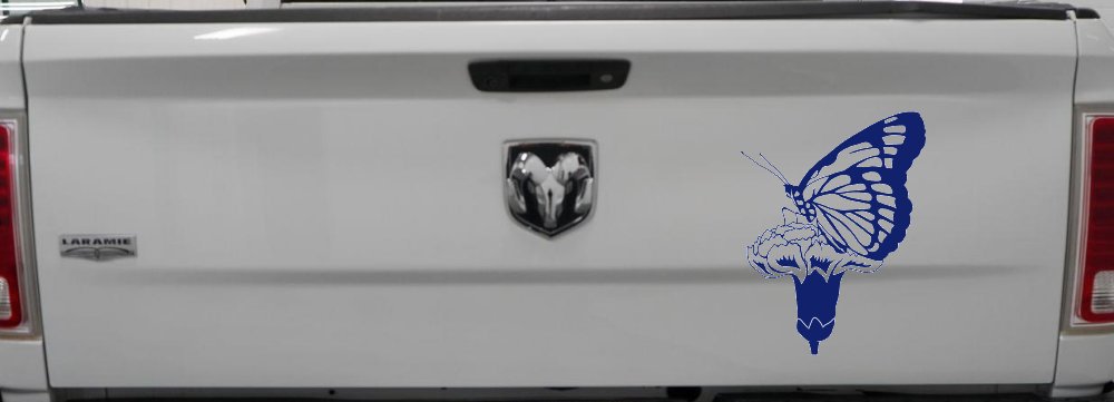 Butterfly On Small Flower Butterflies Car or Truck Window Vinyl Decal Sticker (Navy)