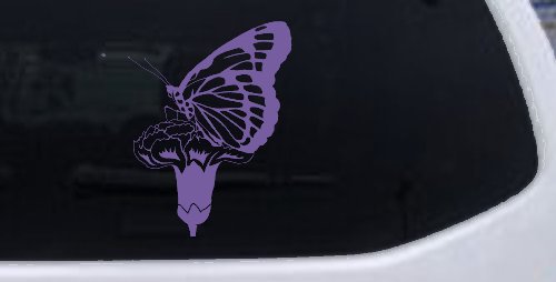 Butterfly On Small Flower Butterflies Car or Truck Window Vinyl Decal Sticker (Purple)