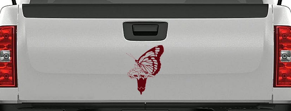 Butterfly On Small Flower Butterflies Car or Truck Window Decal Sticker (Purple Red)