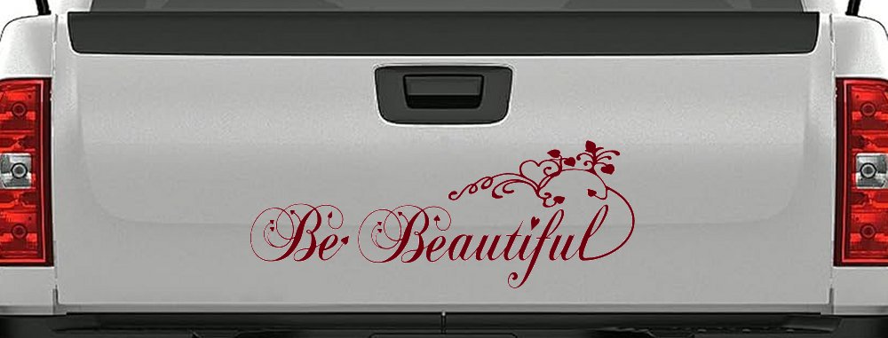 Be Beautiful Swirl Car or Truck Window Decal Sticker (Burgundy)