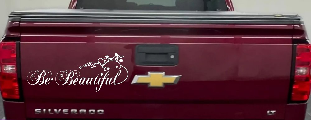 Be Beautiful Swirl Car or Truck Window Decal Sticker (White)