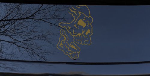 Skull Side View Skulls Car or Truck Window Decal Sticker (Gold)