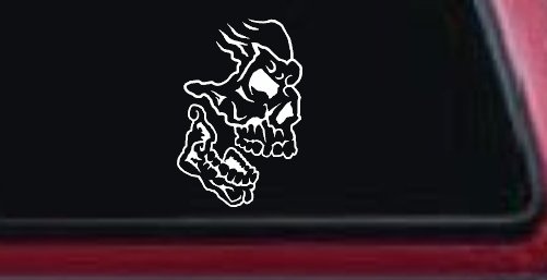 Skull Side View Skulls Car or Truck Window Decal Sticker (White)