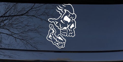 Skull Side View Skulls Car or Truck Window Decal Sticker (White)