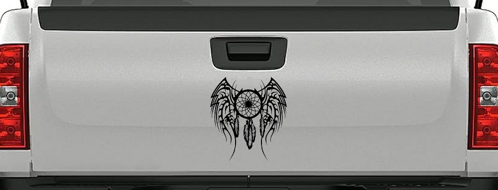 Dreamcatcher With Tribal Wings Native American Indian Dream Catcher Car or Truck Window Vinyl Decal Sticker (Black)