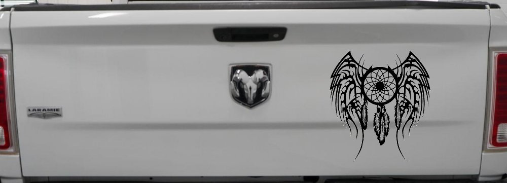 Dreamcatcher With Tribal Wings Native American Indian Dream Catcher Car or Truck Window Decal Sticker (Black)