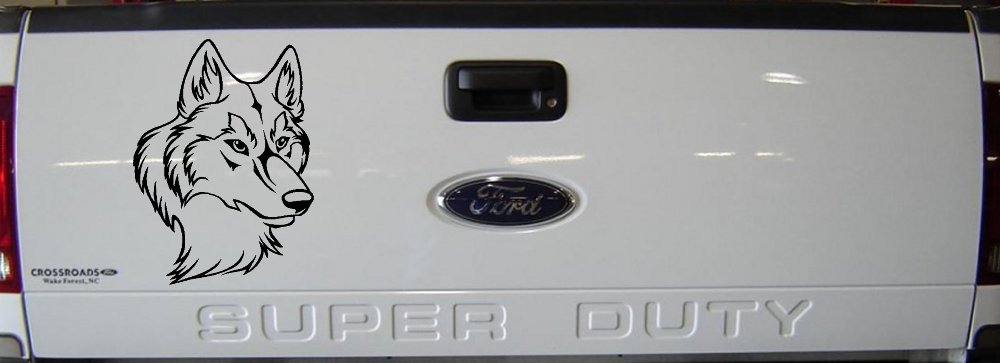 Wolf Head Car or Truck Window Vinyl Decal Sticker (Black)