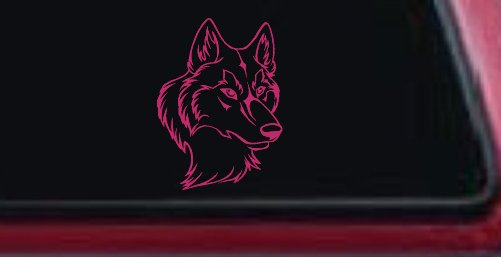 Wolf Head Car or Truck Window Decal Sticker (Hot Pink)