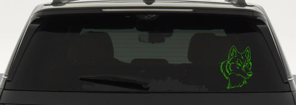 Wolf Head Car or Truck Window Decal Sticker (Lime)
