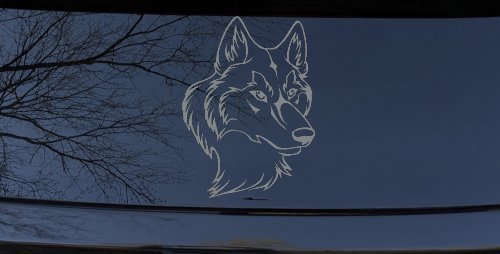 Wolf Head Car or Truck Window Decal Sticker (Telegrey)