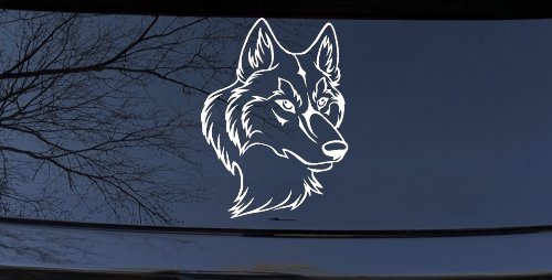 Wolf Head Car or Truck Window Decal Sticker (White)