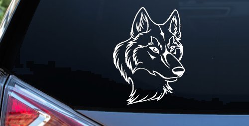 Wolf Head Car or Truck Window Vinyl Decal Sticker (White)