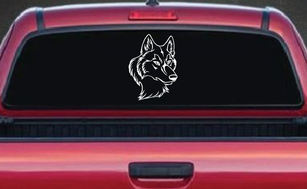 Wolf Head Car or Truck Window Decal Sticker (White)