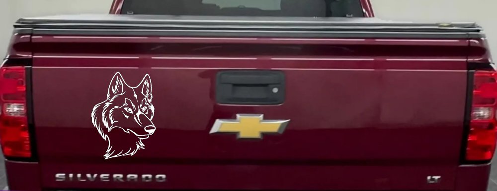 Wolf Head Car or Truck Window Decal Sticker (White)