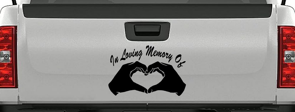 In Loving Memory Of Hands In Shape Of Heart Car or Truck Window Decal Sticker