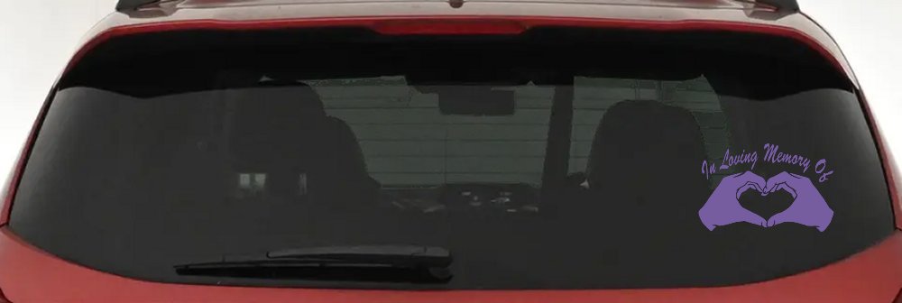 In Loving Memory Of Hands In Shape Of Heart Car or Truck Window Decal Sticker