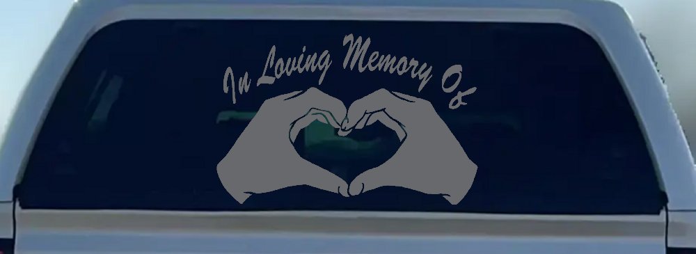 In Loving Memory Of Hands In Shape Of Heart Car or Truck Window Decal Sticker