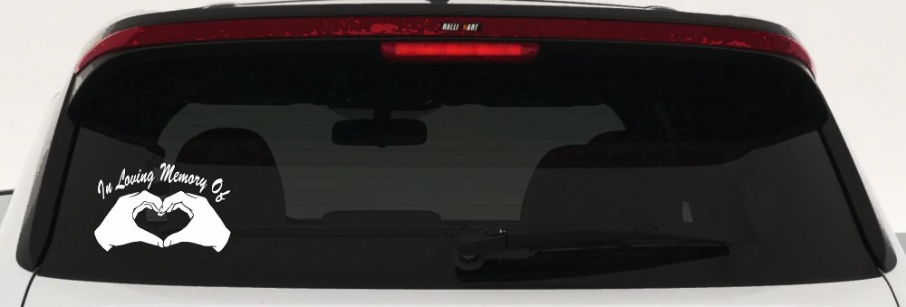 In Loving Memory Of Hands In Shape Of Heart Car or Truck Window Decal Sticker