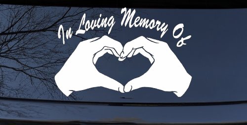In Loving Memory Of Hands In Shape Of Heart Car or Truck Window Decal Sticker