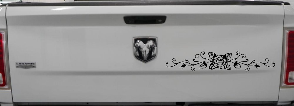 Rose Vine With Swirls Flowers And Vines Car or Truck Window Decal Sticker