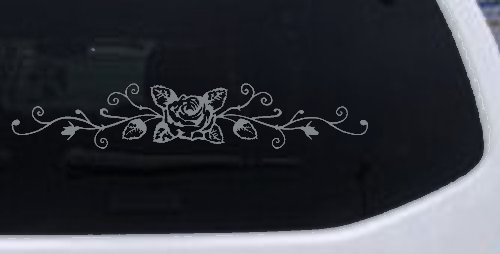 Rose Vine With Swirls Flowers And Vines Car or Truck Window Vinyl Decal Sticker (Telegrey)