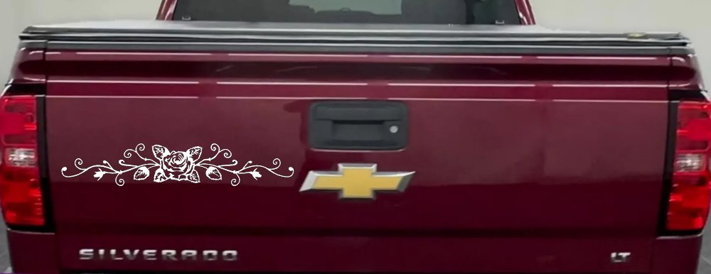 Rose Vine With Swirls Flowers And Vines Car or Truck Window Decal Sticker
