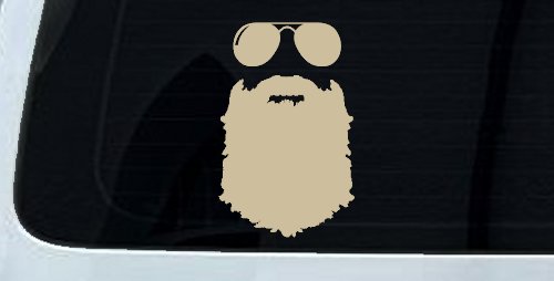 Rugged Beard With Sunglasses Country Car or Truck Window Decal Sticker (Desert Sand)