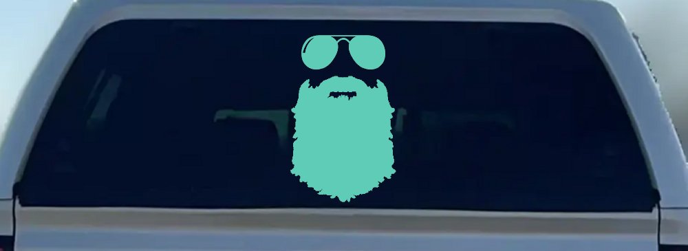 Rugged Beard With Sunglasses Country Car or Truck Window Decal Sticker (Mint)