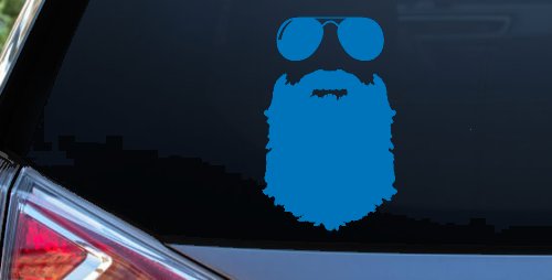 Rugged Beard With Sunglasses Country Car or Truck Window Vinyl Decal Sticker (Sky Blue)