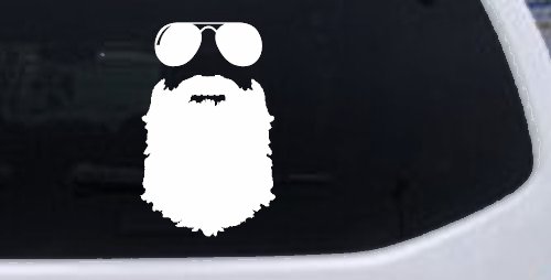 Rugged Beard With Sunglasses Country Car or Truck Window Vinyl Decal Sticker (White)