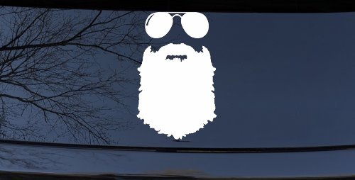 Rugged Beard With Sunglasses Country Car or Truck Window Vinyl Decal Sticker (White)