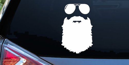 Rugged Beard With Sunglasses Country Car or Truck Window Vinyl Decal Sticker (White)