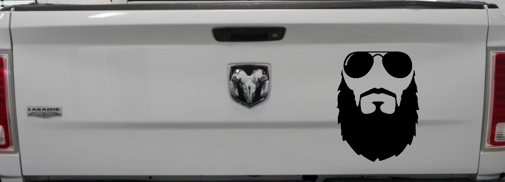 Fu Manchu Beard With Sunglasses Country Car or Truck Window Decal Sticker (Black)