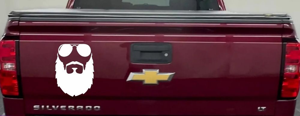 Fu Manchu Beard With Sunglasses Country Car or Truck Window Vinyl Decal Sticker (White)