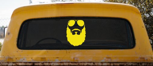 Fu Manchu Beard With Sunglasses Country Car or Truck Window Decal Sticker