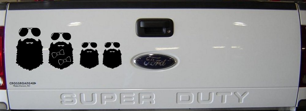 Beard Stick Figure Family Country Car or Truck Window Decal Sticker (Black)