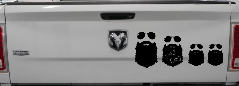 Beard Stick Figure Family Country Car or Truck Window Decal Sticker (Black)