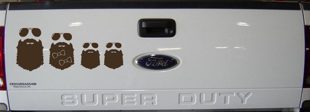 Beard Stick Figure Family Country Car or Truck Window Decal Sticker (Brown)